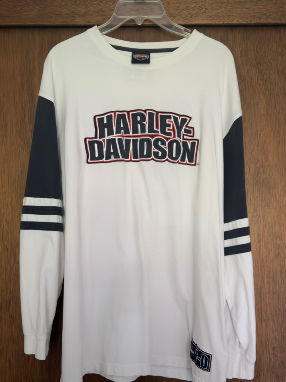 Harley-Davidson White Tee with Black Embroidered Cape Fear Logo